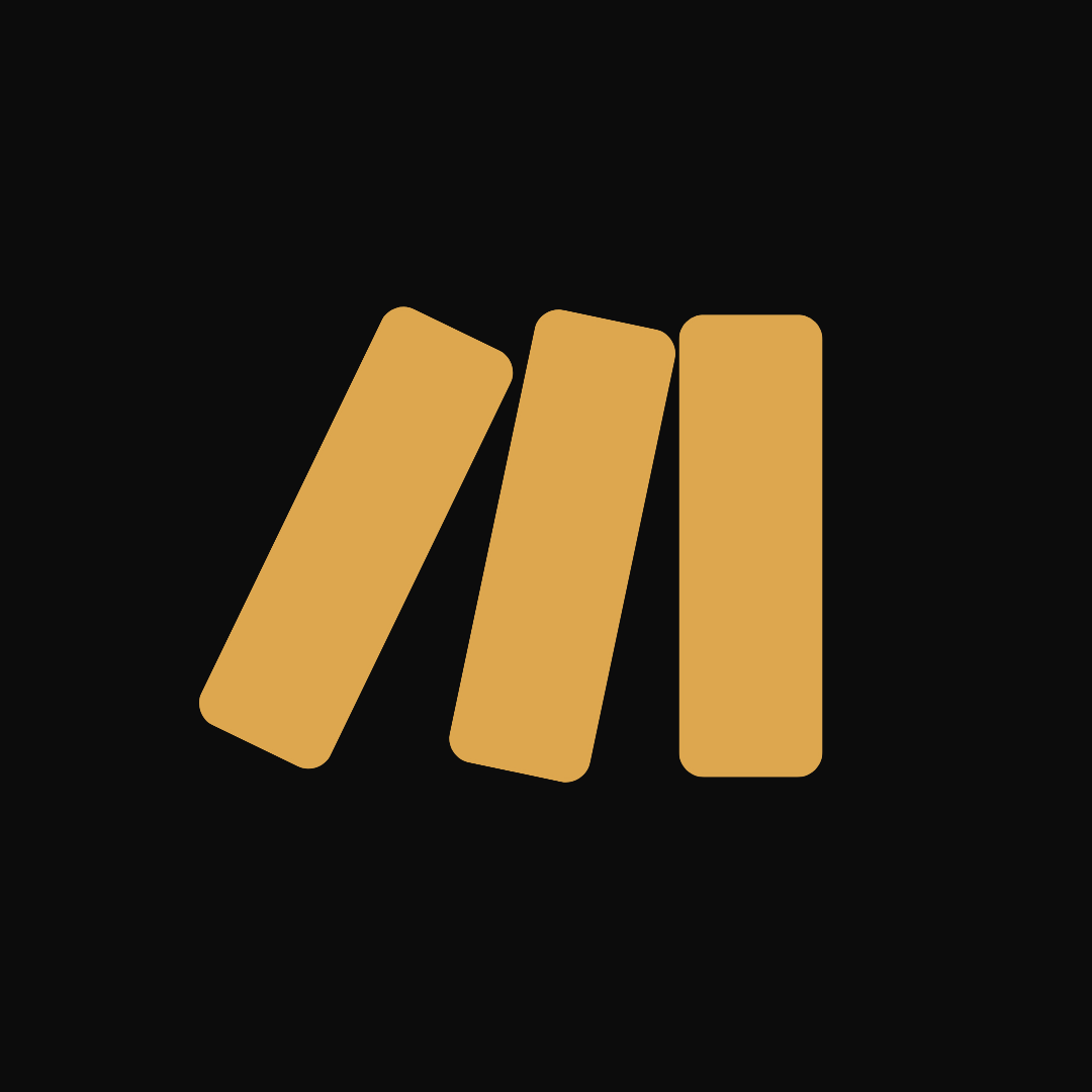 Three books on a shelf or leaning bars