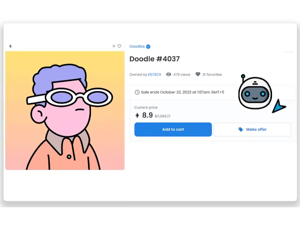 Doodles NFT listing on OpenSea marketplace