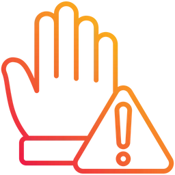 Stop hand with warning triangle icon