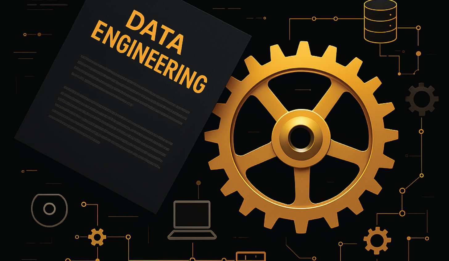 Data Engineering concept with gear and book