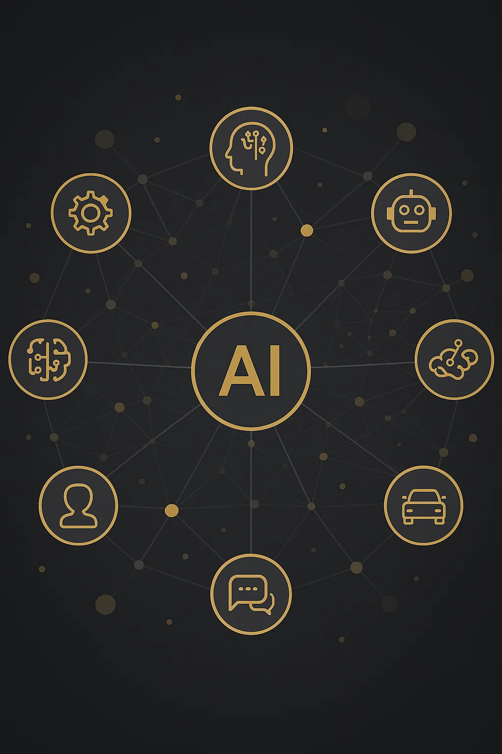 AI concept with related icons: robot, car