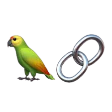 Parrot and chain link on grid
