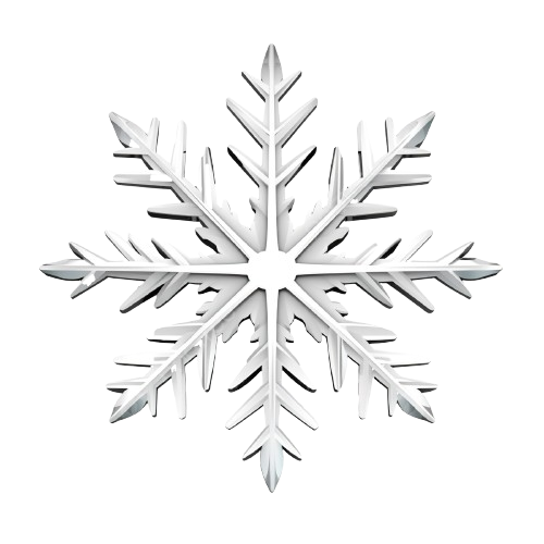 White ornate snowflake on transparent.