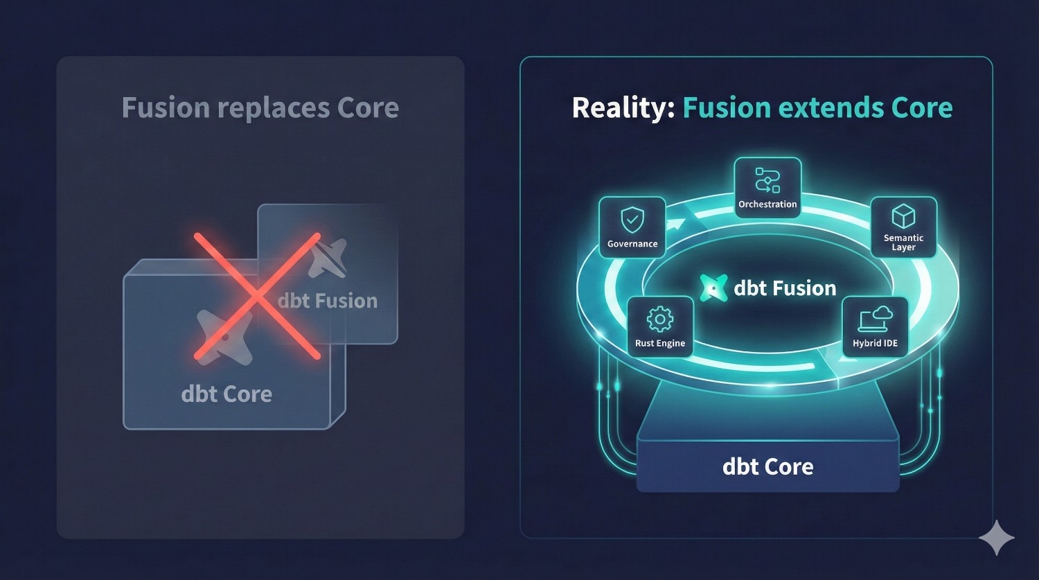 Misconception #1: “dbt Fusion replaces dbt Core.”